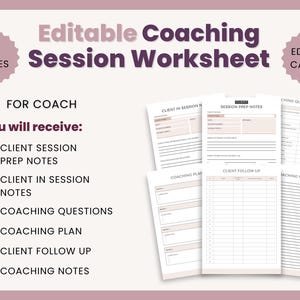 Editable Coaching Session Worksheet Template for Coaches, Client Form, Goal Planner, Action Plan, Session Notes, Canva Coaching Tools image 5