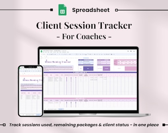 Client Session Tracker Spreadsheet for Coaches, Client Management Google Sheet, Coach Spreadsheet, CRM, Coaching Tracker, Client List