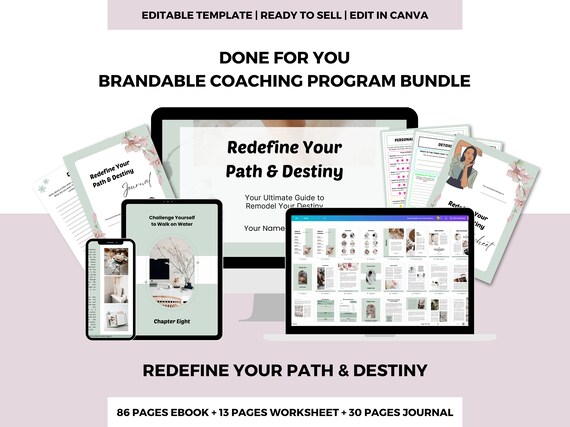 PLR Redefine Your Path & Destiny Coaching Bundle | Editable Workbook and Ebook for Life Coaches, Meditation, Spiritual Healing Guidance