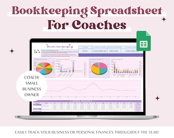 Bookkeeping Google Sheet Template for Coaches, Finance Tracker (Digital Download)
