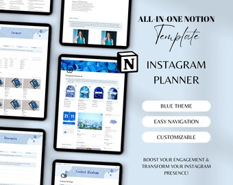 Notion Instagram Content Planner | Mall för sociala medier och marknadsföring Notion för influencers och företag