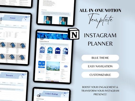 Notion Instagram Content Planner | Social Media and Marketing Notion Template for Influencers & Businesses