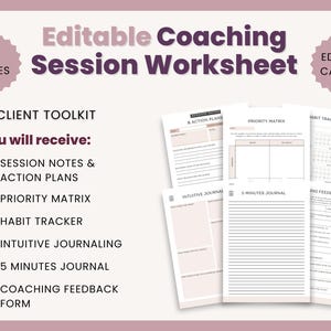 Editable Coaching Session Worksheet Template for Coaches, Client Form, Goal Planner, Action Plan, Session Notes, Canva Coaching Tools image 7
