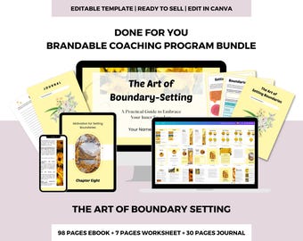 Boundary Setting Coaching Bundle, Brandable Content (Canva)