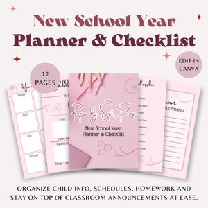 Kalender für das neue Schuljahr, Planer für Kinder, Hausaufgaben-Tracker, Schulwochenplaner, Schulcheckliste, druckbarer Planer