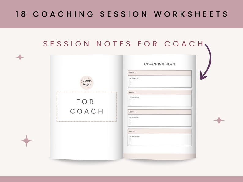 Editable Coaching Session Worksheet Template for Coaches, Client Form, Goal Planner, Action Plan, Session Notes, Canva Coaching Tools image 2