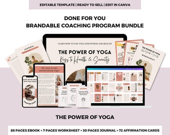 Yoga Ebook Coaching Bundle | Wellness Canva Templates (Digital Download)