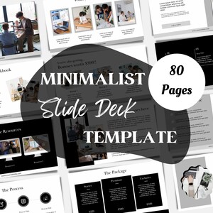 Puede incluir: Una plantilla de diapositivas minimalista en blanco y negro con 80 páginas. La plantilla presenta una variedad de diapositivas, que incluyen una diapositiva de título, una diapositiva de recursos del curso, una diapositiva de proceso, una diapositiva de paquete y una diapositiva de cronología. La plantilla también incluye una variedad de imágenes, que incluyen imágenes de personas trabajando en computadoras e imágenes de personas en reuniones.