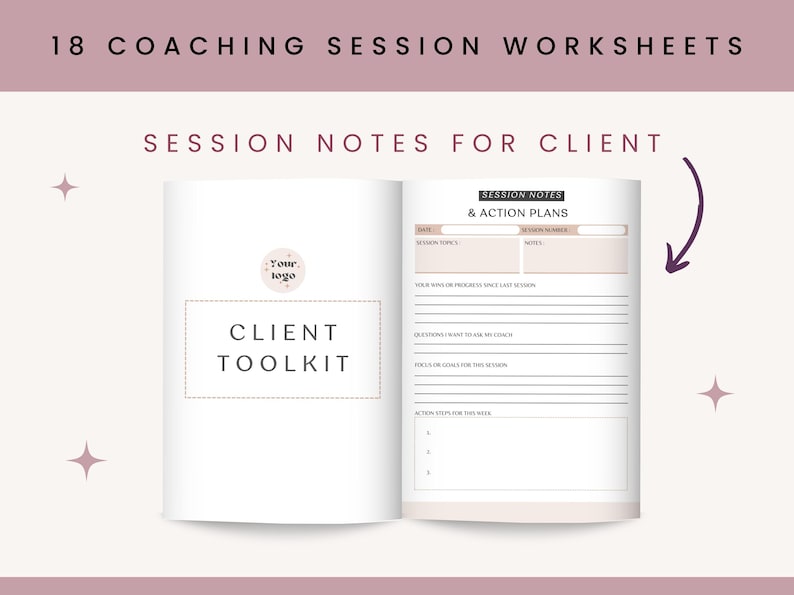 Editable Coaching Session Worksheet Template for Coaches, Client Form, Goal Planner, Action Plan, Session Notes, Canva Coaching Tools image 3