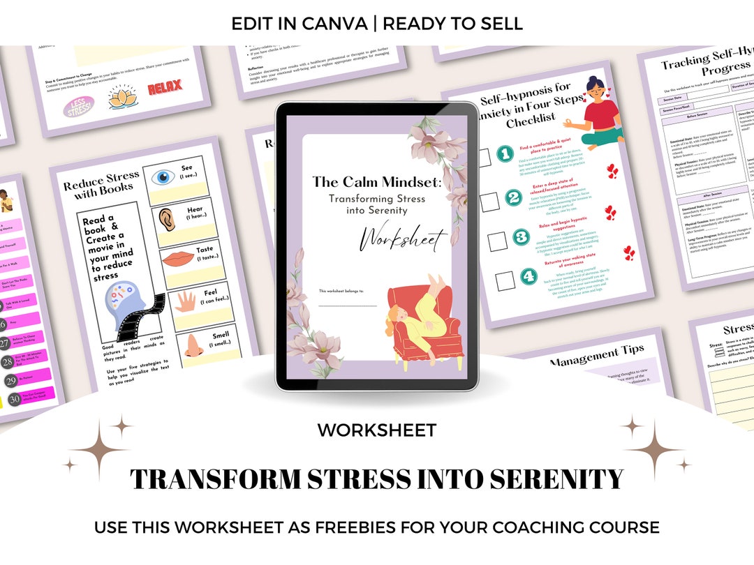 Transform Stress Into Serenity Worksheet, Coaching Worksheet, Stress