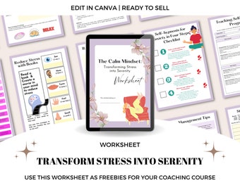 Transform Stress Into Serenity Worksheet, Coaching Worksheet, Stress Management, Stress Anxiety, Anxiety Coach, Reduce Stress, Self Help