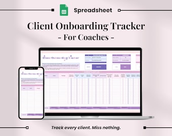 Klient Onboarding Tracker Tabelle für Coaches | Google Sheets Kunden- und Coaching-CRM-Vorlage