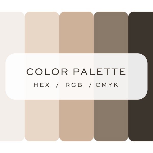 Neutral Color Palette, Beige Brand Palette for Website, Hex Codes, Warm Colour Palette, Earthy Color Scheme for Small Business, Brand Kit