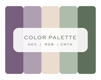 Color Palette for Website, Brand Palette, Color Palette Hex Codes, Color Palette Brand, Brand Colour Palette, Purple Palette, Green Palette