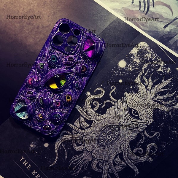 Freaking Cute Purple Eyeballs Phone Case,15 Pro Max 14 13 Mini 12 11 SE 8 Plus X XR XS iPhone Case,Samsung Galaxy Z Flip 5,Google Pixel Case