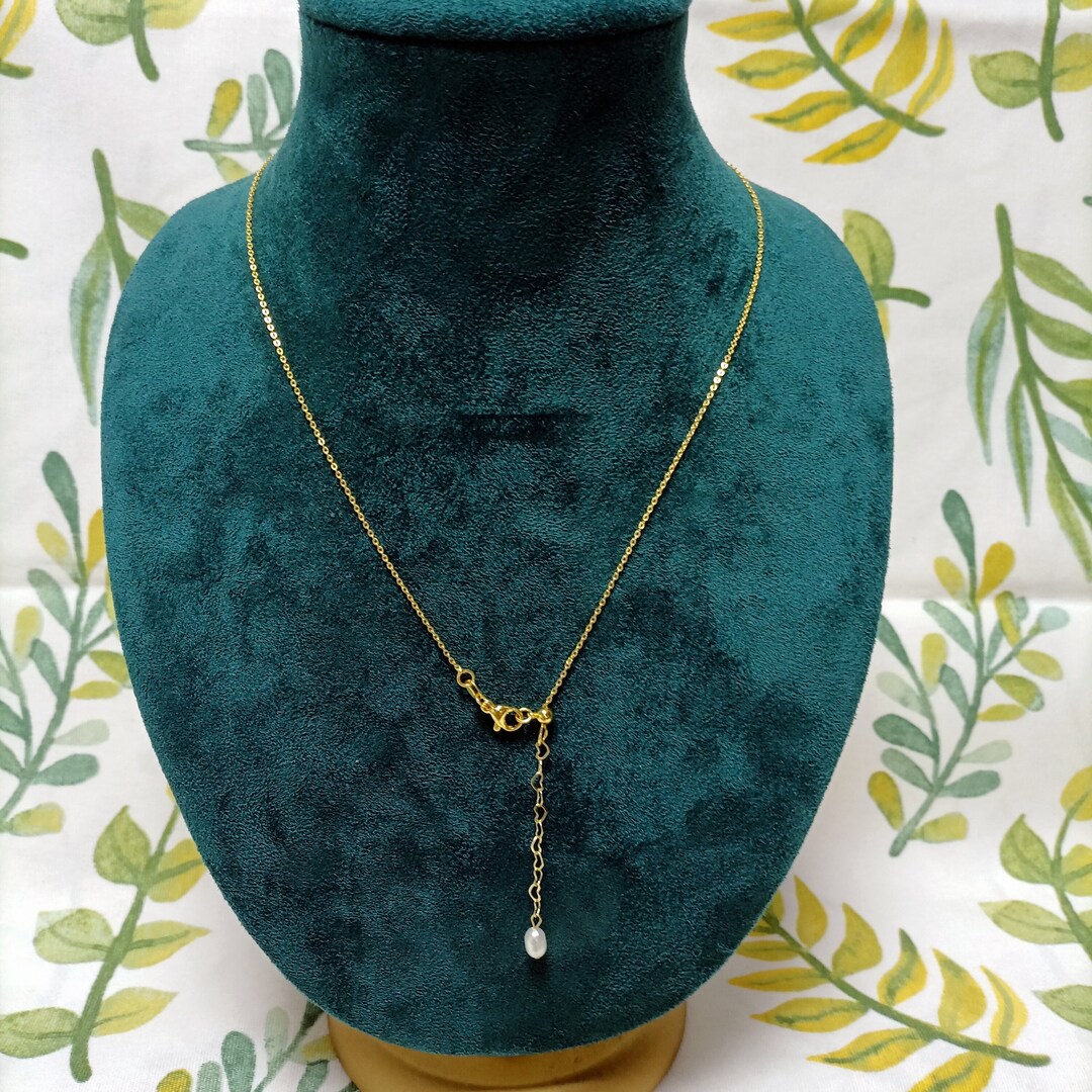 Adjustable Slide Gold Bead Clasp Necklace, Minimalist Choker With Pearl