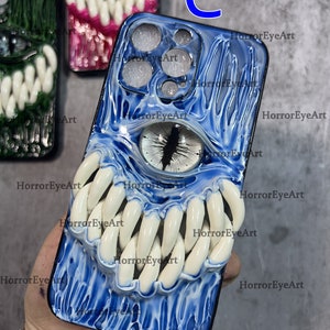 Glowing Teeth & Gothic Eye Phone Case, 15 Pro Max 14 13 Mini 12 11 SE 8 Plus X XR XS iPhone Case, Samsung Galaxy Z Flip 5, Google Pixel Case C