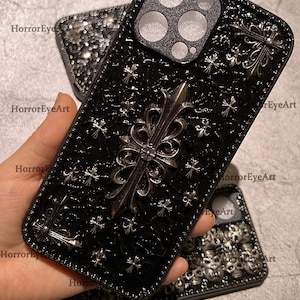 Silver Skull Chrome Hearts Phone Case, 15 Pro Max 14 13 Mini 12 11 SE 8 Plus X XR XS iPhone Case, Samsung Galaxy Z Flip 5, Google Pixel Case