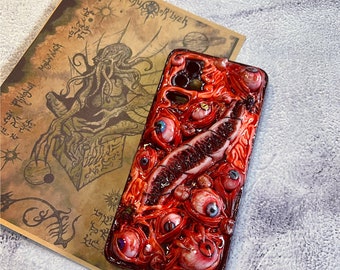 Horror Blood Wound Cthulhu Phone Case, 15 Pro Max 14 13 Mini 12 11 SE 8 Plus X XR XS iPhone Case, Samsung Galaxy Z Flip 5, Google Pixel Case
