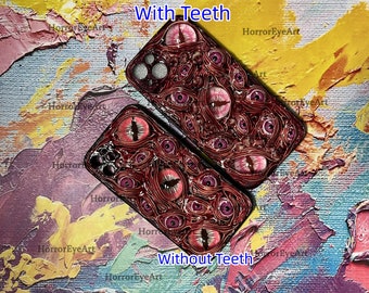 Glowing Cute Rose Red Cat Eye Phone Case,15 Pro Max 14 13 Mini 12 11 SE 8 Plus X XR XS iPhone Case,Samsung Galaxy Z Flip 5,Google Pixel Case