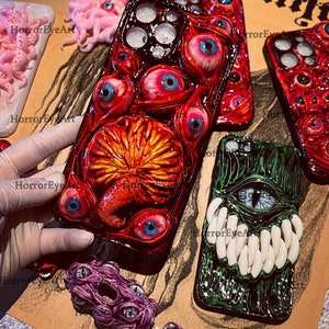 HorrorEyeArt Creepy Eyeballs Phone Case,15 Pro Max 14 13 Mini 12 11 SE 8 Plus X XR XS iPhone Case,Samsung Galaxy Z Flip 5,Google Pixel Case