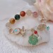 Natural Crystal Bracelet with Floral Aventurine Charm Bracelet, Good Luck Donut Gemstones Beads Bracelet, Jewelry for Yourself, Mom, Her 