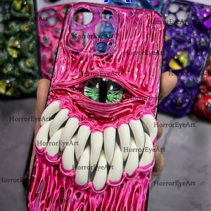 Glowing Teeth & Gothic Eye Phone Case, 15 Pro Max 14 13 Mini 12 11 SE 8 Plus X XR XS iPhone Case, Samsung Galaxy Z Flip 5, Google Pixel Case A