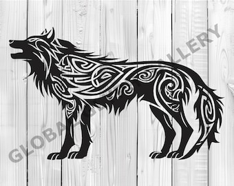 Keltischer Wolf SVG | Wolf DXF | Cricut Cut-Datei | Keltische Knotenkunst | Digitale Clipart | Vektordatei | Aufkleber Wolf | Laserdatei | Irische Kunst