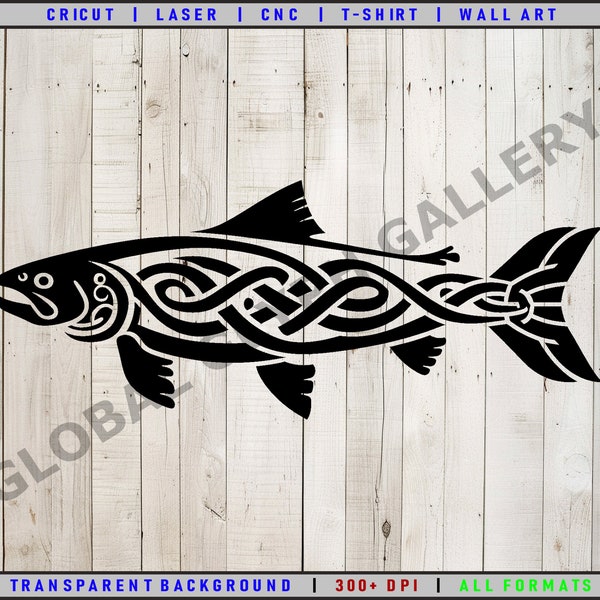 Celtic Salmon SVG, Salmon SVG, Celtic SVG, Celtic Tattoo, Digital Download, Celtic Wall ArtCricut Cnc Vector File