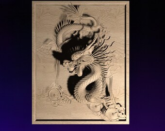 Pano Dragon  STL | 3D CNC STL File | Digital Download | vCarve Aspire Artcam Cut3d Carbide Fusion 360 | Wall Art | Wood Carving | DM038