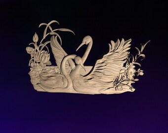 Two Swans  STL | 3D CNC STL File | Digital Download | vCarve Aspire Artcam Cut3d Carbide Fusion 360 | Wall Art | Wood Carving | DM051
