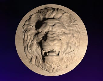 Lion Head  STL | 3D CNC STL File | Digital Download | vCarve Aspire Artcam Cut3d Carbide Fusion 360 | Wall Art | Wood Carving | DM024