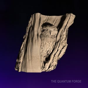 Puede incluir: Una talla de madera de un búho asomándose desde un tronco de árbol. El búho está tallado con detalle, con sus ojos, plumas y pico claramente visibles. El tronco del árbol también está tallado con detalle, mostrando la corteza y la veta de la madera.