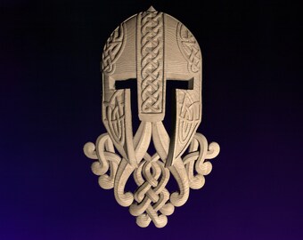Viking Helm  STL | 3D CNC STL File | Digital Download | vCarve Aspire Artcam Cut3d Carbide Fusion 360 | Wall Art | Wood Carving | DM055