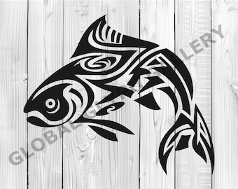 Keltische zalm SVG | Zalm DXF | Cricut gesneden bestand | Keltische knoopkunst | Digitale clipart | Vectorbestand | Sticker zalm | Laserbestand | Ierse kunst