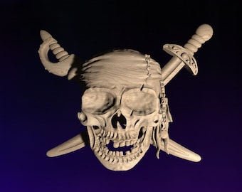 Pirate Skull  STL | 3D CNC STL File | Digital Download | vCarve Aspire Artcam Cut3d Carbide Fusion 360 | Wall Art | Wood Carving | DM041