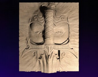 Viking Sword Face  STL | 3D CNC STL File | Digital Download | vCarve Aspire Artcam Cut3d Fusion 360 | Wall Art | Wood Carving | DM056