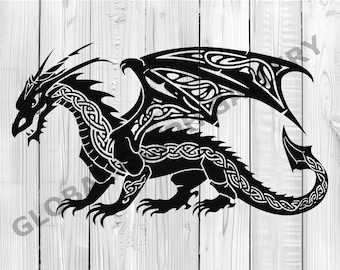 Keltische draak SVG | Drakenknoop DXF | Cricut gesneden bestand | Keltische kunst | Digitale clipart | Vectorbestand | Shirt met berenprint | Laserbestand