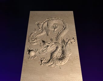 Pano Dragon  STL | 3D CNC STL File | Digital Download | vCarve Aspire Artcam Cut3d Carbide Fusion 360 | Wall Art | Wood Carving | DM039