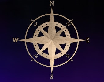 Archivo STL de brújula / Archivo STL CNC 3D / Descarga digital / vCarve Aspire Artcam Cut3d Carbide Fusion 360 / Arte de pared / Tallado en madera / DM005