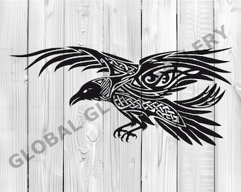 Keltische raaf SVG | Raaf DXF | Cricut gesneden bestand | Keltische knoopkunst | Digitale clipart | Vectorbestand | Raaf sticker | Laserbestand | Ierse kunst