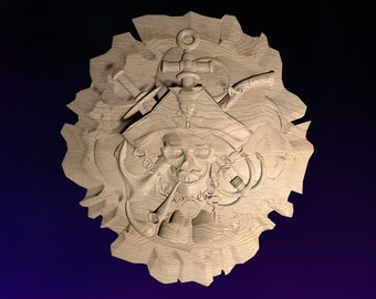 Pirate  STL | 3D CNC STL File | Digital Download | vCarve Aspire Artcam Cut3d Carbide Fusion 360 | Wall Art | Wood Carving | DM040
