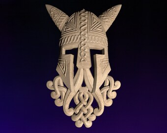 Viking Helm  STL | 3D CNC STL File | Digital Download | vCarve Aspire Artcam Cut3d Carbide Fusion 360 | Wall Art | Wood Carving | DM054