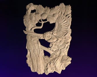 Owl  STL | 3D CNC STL File | Digital Download | vCarve Aspire Artcam Cut3d Carbide Fusion 360 | Wall Art | Wood Carving | DM035