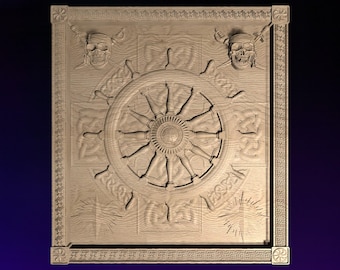 Ship Wheel Square  STL | 3D CNC STL File | Digital Download | vCarve Aspire Artcam Cut3d Fusion 360 | Wall Art | Wood Carving | DM045