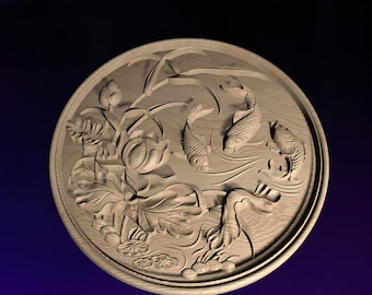 Koi  STL | 3D CNC STL File | Digital Download | vCarve Aspire Artcam Cut3d Carbide Fusion 360 | Wall Art | Wood Carving | DM021
