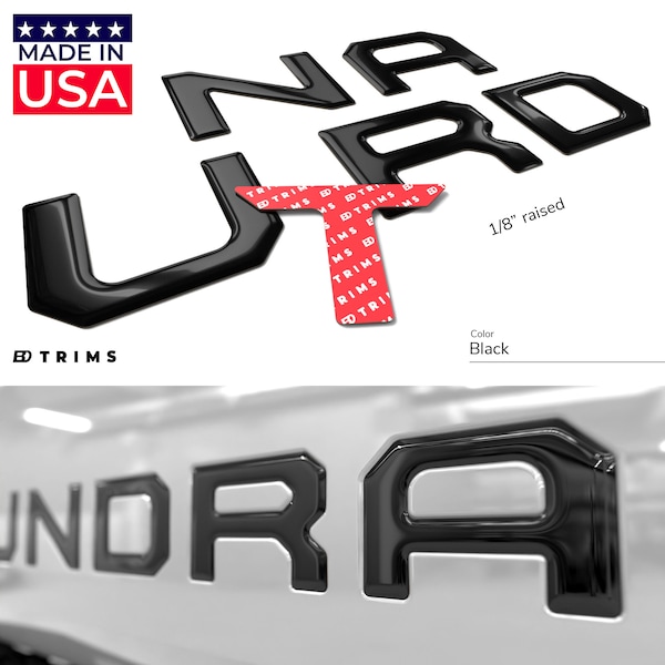 Domed 3D Raised Letters Inserts compatible with Tundra 2022-2024 Raised 3D (TAILGATE)