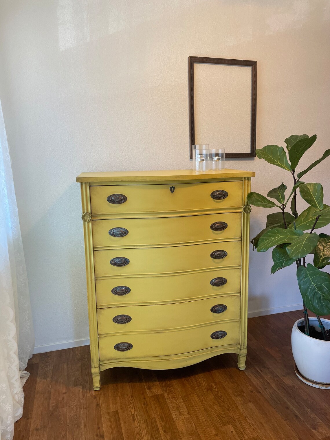 Vintage Unique Wooden Mustard Yellow Dresser From 1940s Etsy