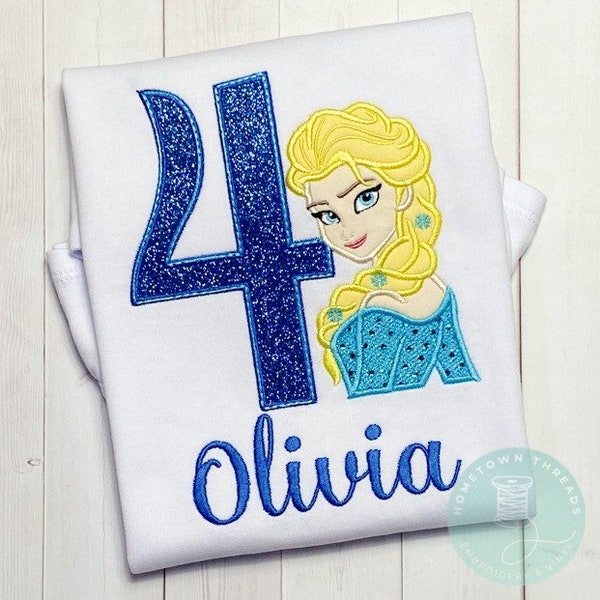 Elsa Personalized Birthday Applique Ruffle Shirt