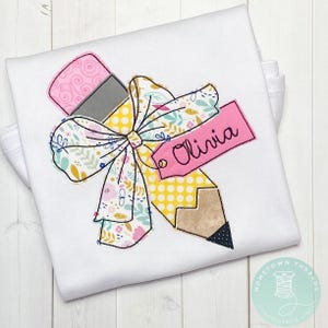 Personalized Pencil Appliqué Ruffle Shirt _ Girls Personalized Applique School Shirt_ First Day Of School_ Back To School Shirt